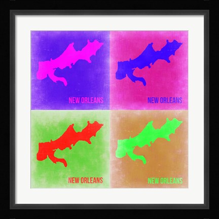 Framed New Orleans Pop Art Map 2 Print
