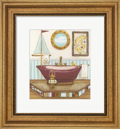 Framed Nautical Bath I Print