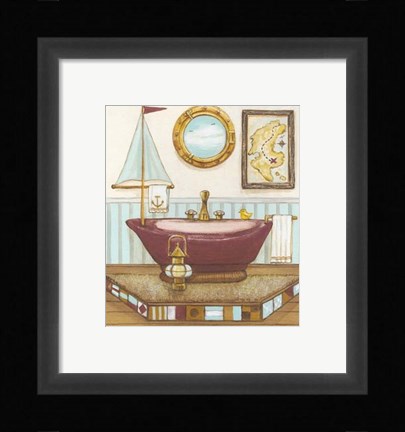 Framed Nautical Bath I Print