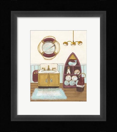Framed Nautical Bath II Print