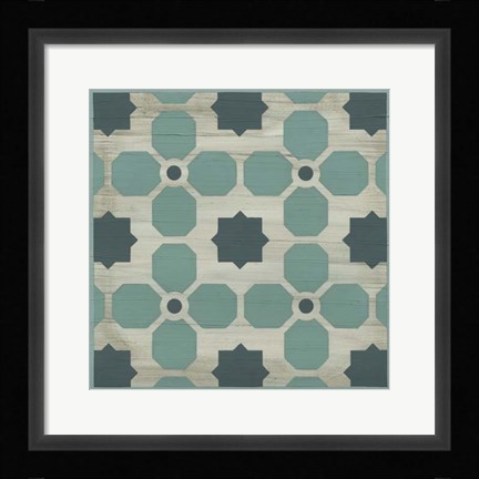Framed Verdigris Garden Tile I Print