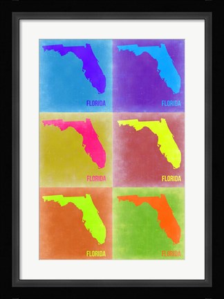 Framed Florida Pop Art Map 2 Print