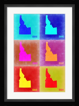 Framed Idaho Pop Art Map 2 Print