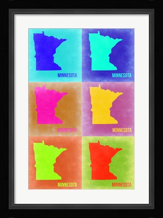 Framed Minnesota Pop Art Map 2 Print