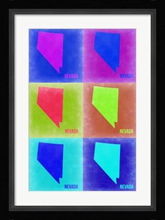 Framed Nevada Pop Art Map 2 Print