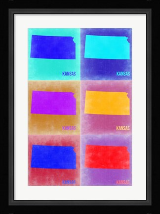 Framed Kansas Pop Art Map 2 Print