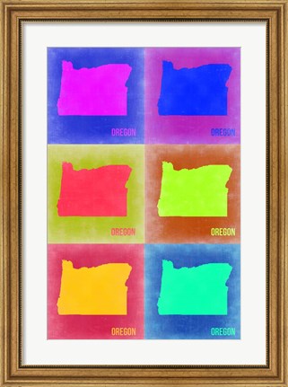 Framed Oregon Pop Art Map 2 Print