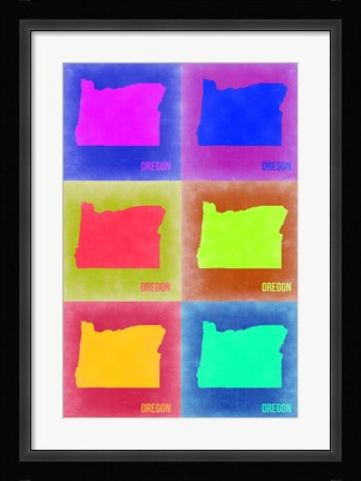 Framed Oregon Pop Art Map 2 Print