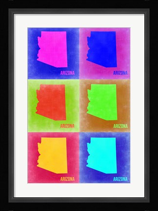 Framed Arizona Pop Art Map 2 Print