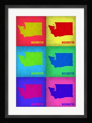 Framed Washington Pop Art Map 1 Print