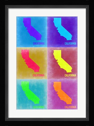 Framed California Pop Art Map 2 Print