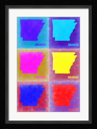 Framed Arkansas Pop Art Map 2 Print