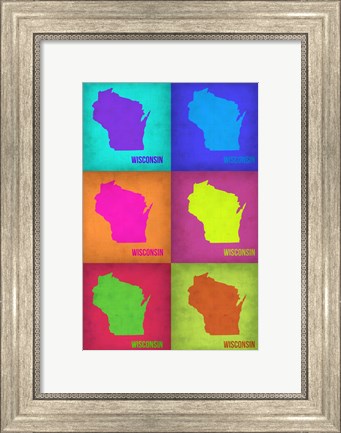 Framed Wisconsin Pop Art Map 2 Print