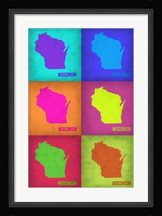 Framed Wisconsin Pop Art Map 2 Print