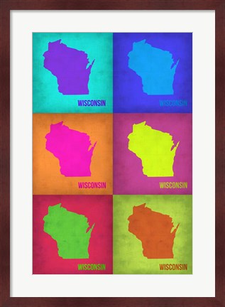 Framed Wisconsin Pop Art Map 2 Print
