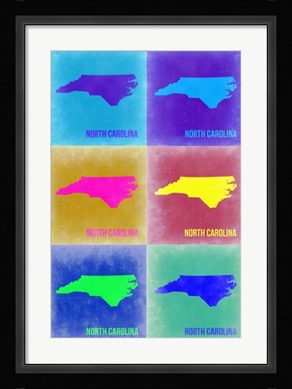 Framed North Carolina Pop Art Map 2 Print