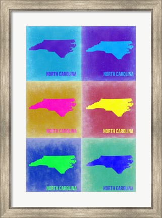 Framed North Carolina Pop Art Map 2 Print