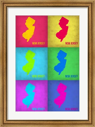 Framed New Jersey Pop Art Map 1 Print