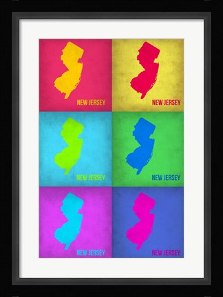 Framed New Jersey Pop Art Map 1 Print