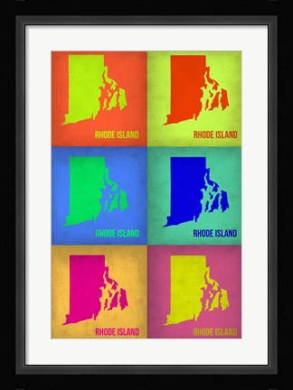 Framed Rhode Island Pop Art Map 1 Print