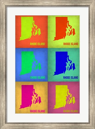 Framed Rhode Island Pop Art Map 1 Print