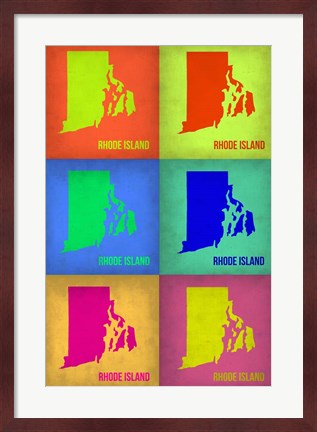 Framed Rhode Island Pop Art Map 1 Print
