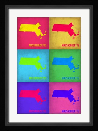 Framed Massachusetts Pop Art Map 1 Print
