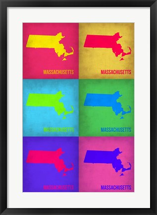 Framed Massachusetts Pop Art Map 1 Print