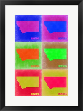 Framed Montana Pop Art Map 2 Print