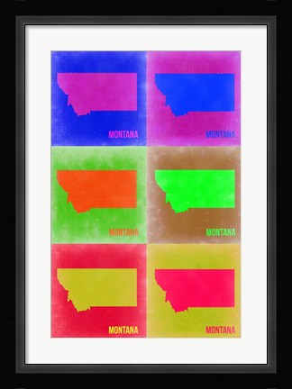 Framed Montana Pop Art Map 2 Print