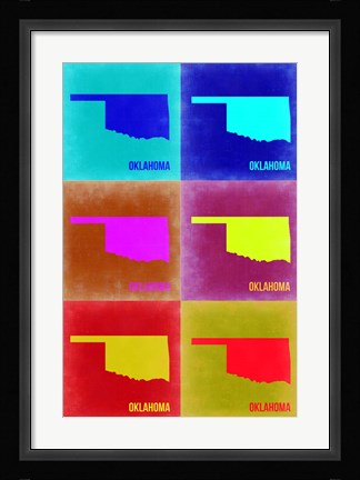 Framed Oklahoma Pop Art Map 2 Print