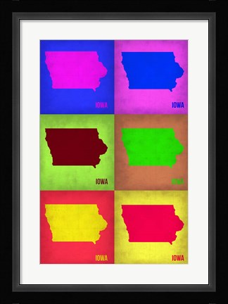Framed Iowa Pop Art Map 2 Print