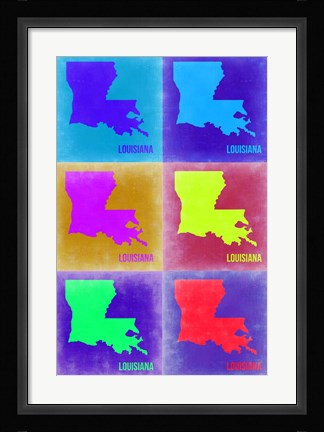 Framed Louisiana Pop Art Map 2 Print