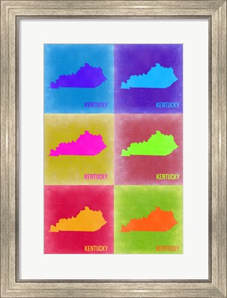 Framed Kentucky Pop Art Map 2 Print