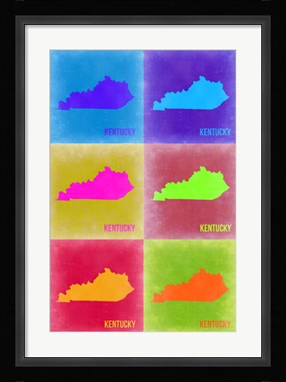 Framed Kentucky Pop Art Map 2 Print