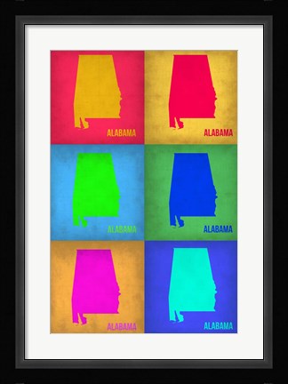 Framed Alabama Pop Art Map 1 Print