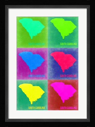 Framed South Carolina Pop Art Map 2 Print