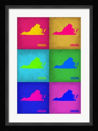 Framed Virginia Pop Art Map 1 Print