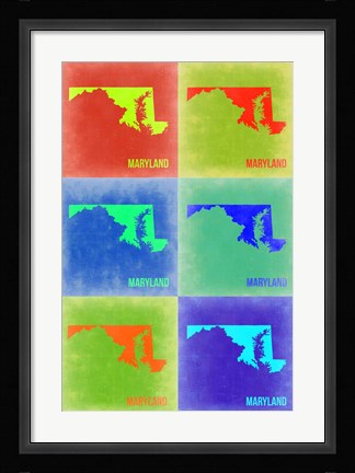 Framed Maryland Pop Art Map 2 Print