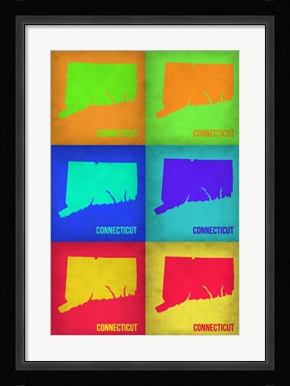Framed Connecticut Pop Art Map 1 Print