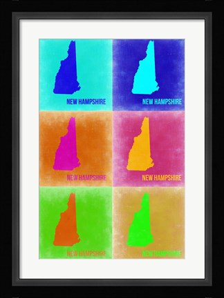 Framed New Hampshire Pop Art Map 2 Print