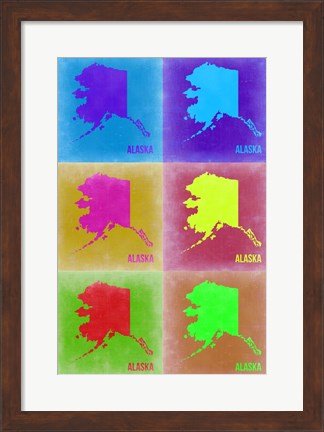 Framed Alaska Pop Art Map 2 Print
