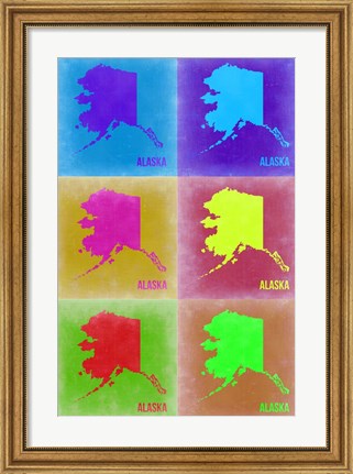 Framed Alaska Pop Art Map 2 Print