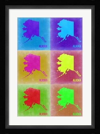 Framed Alaska Pop Art Map 2 Print