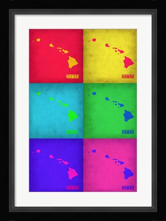 Framed Hawaii Pop Art Map 1 Print