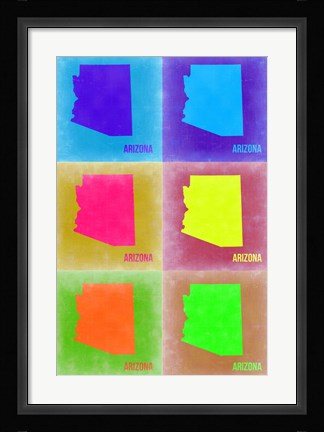 Framed Arizona Pop Art Map 3 Print