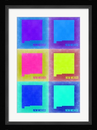 Framed New Mexico Pop Art Map 2 Print