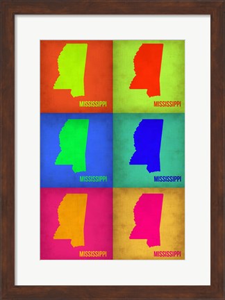 Framed Mississippi Pop Art Map 1 Print
