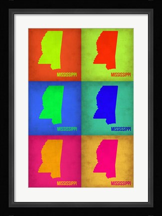 Framed Mississippi Pop Art Map 1 Print