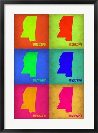 Framed Mississippi Pop Art Map 1 Print